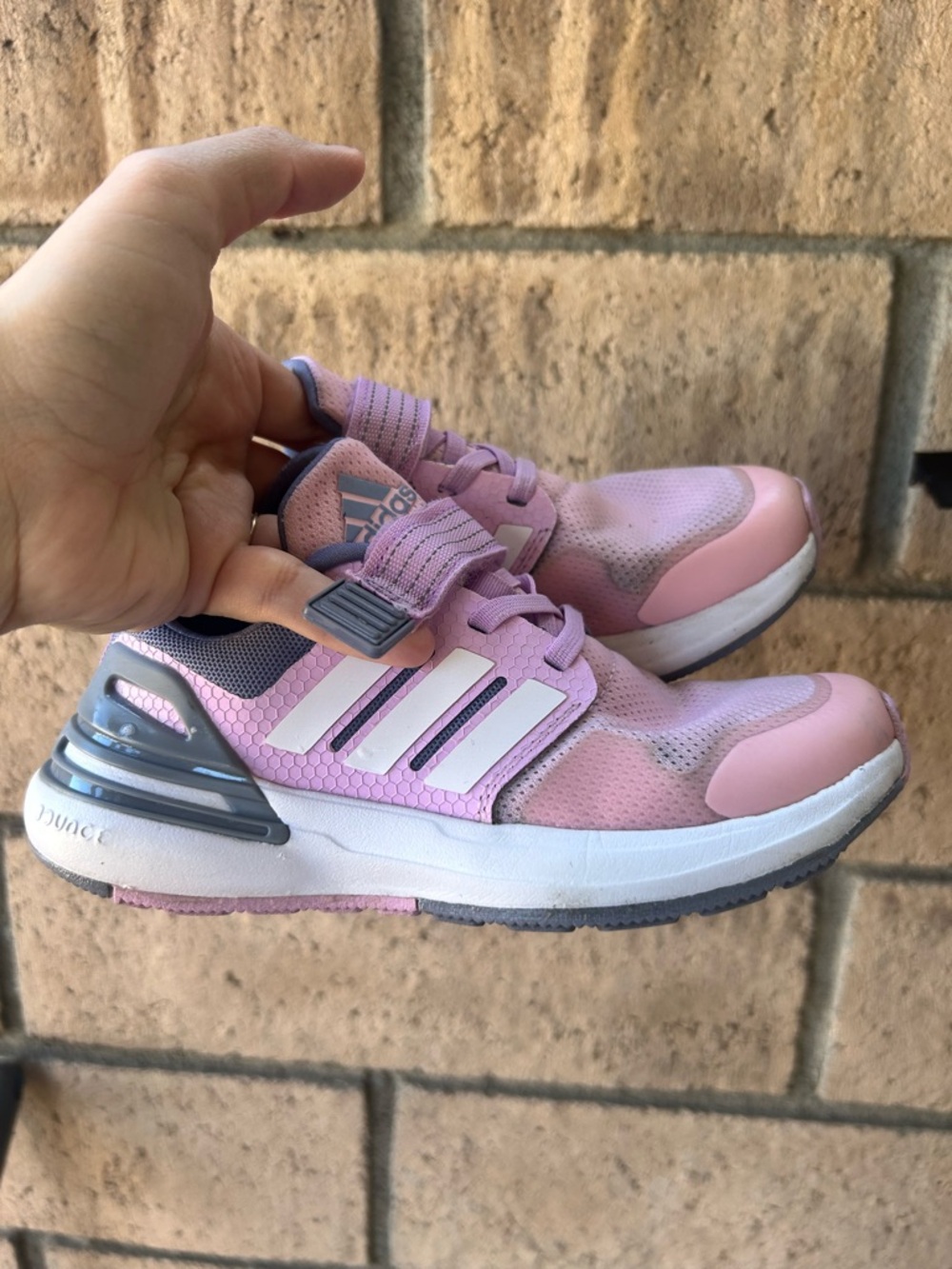 adidas Kids Pink and White Lace-Up Athletic Sneakers